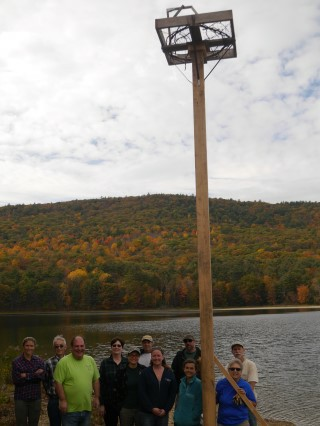 Osprey Platform Donated to Moreau Lake State ParkSAAS members Don Polunci and Mark Cronin constructed this Osprey platform. Former SAAS President, Pat Fitzgerald, a member of both Friends of Moreau Lake State Park and SAAS, helped with the process to donate the platform and have it erected in suitable habitat at the park. Thanks to Don, Mark, Pat and the crew at MLSP!