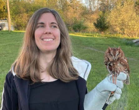 Dr. Samantha Carouso Peck, seen here holding a screech-owl, will talk about bird song at Crandall Library on Feb. 25.
